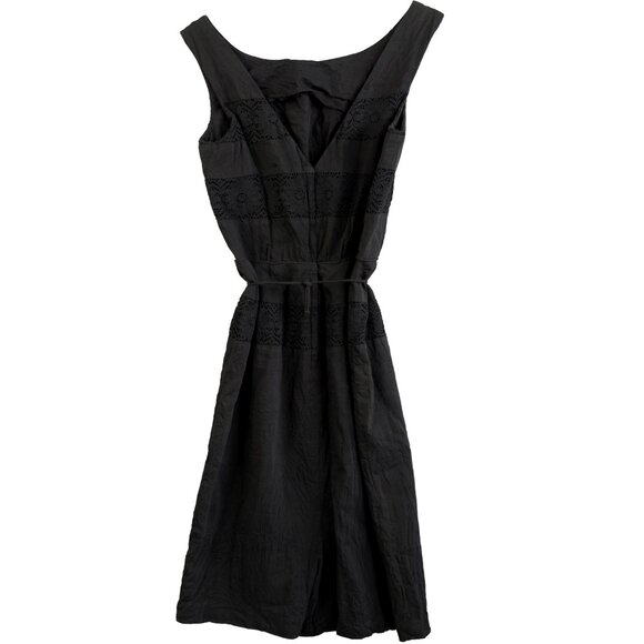 Vintage Victorian style Lou‑Ette Gothic Black Cotton Lace Dress Steampunk Vibe - Picture 3 of 11